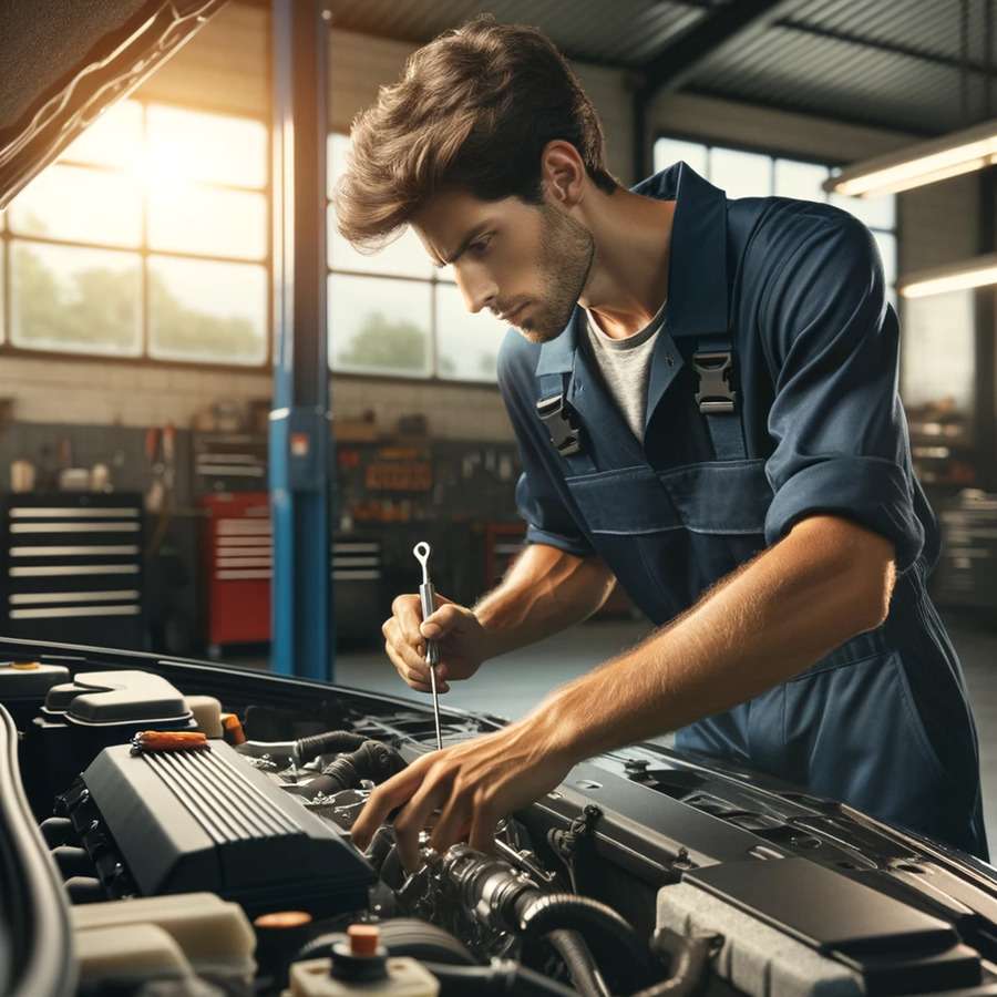 Mechanic repairing car engine at Affordable Mechanics Dubai